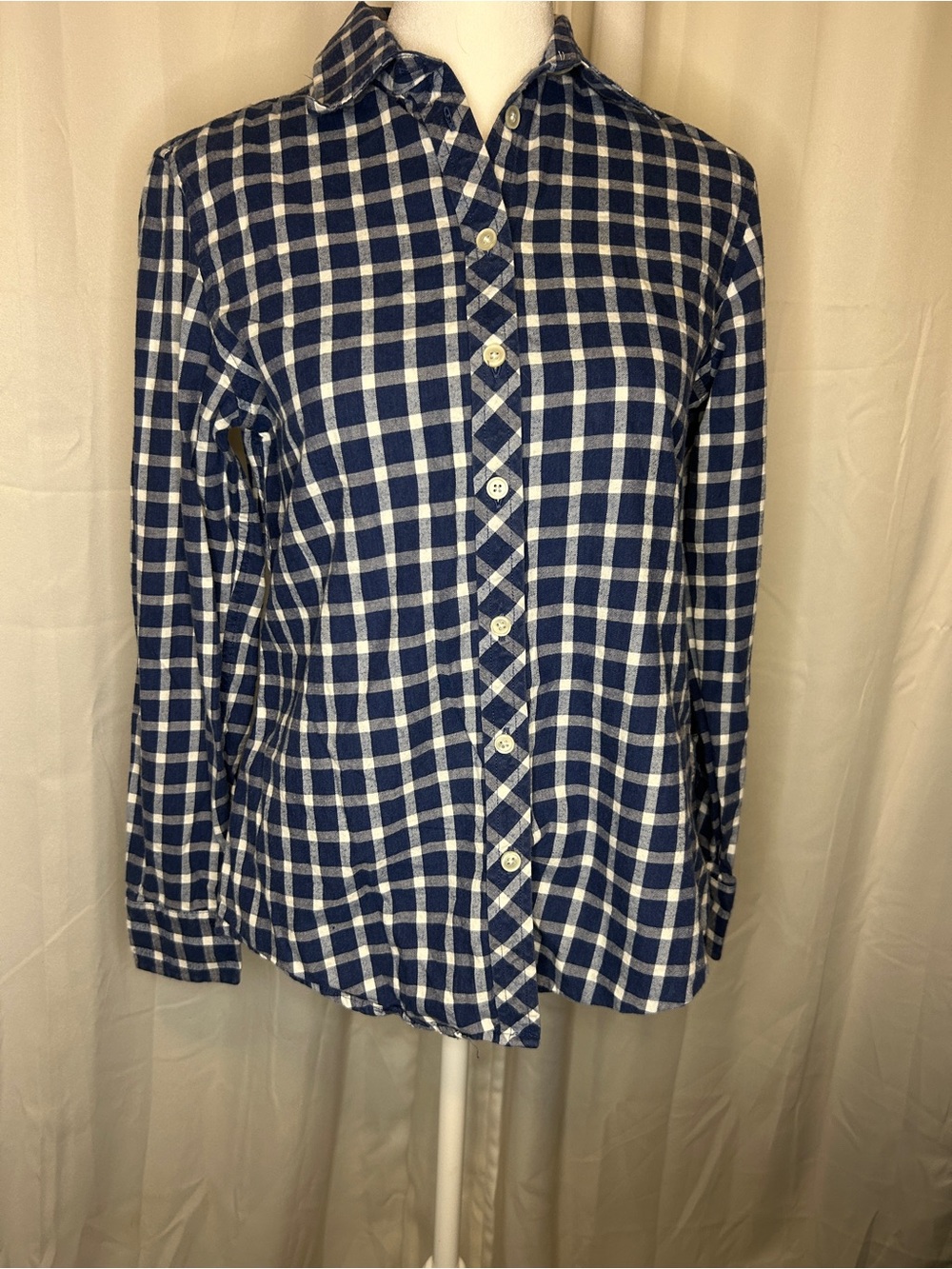 Banana Republic Navy and White Plaid Button-Down Shirt